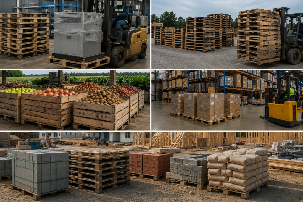 Recycled wooden pallets used across different commercial industries